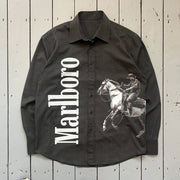 Casual Letters Print Button Long Sleeve Shirt