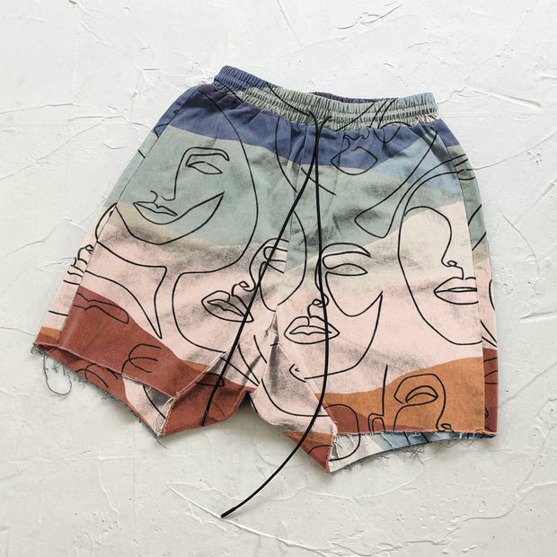 Contrasting line retro sports shorts