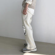 Casual corduroy art print street trousers