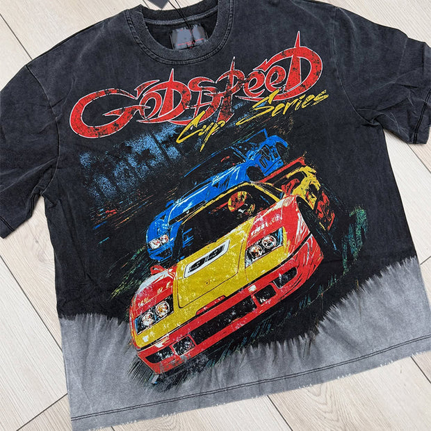Vintage Washed Racing Graphic T-Shirt