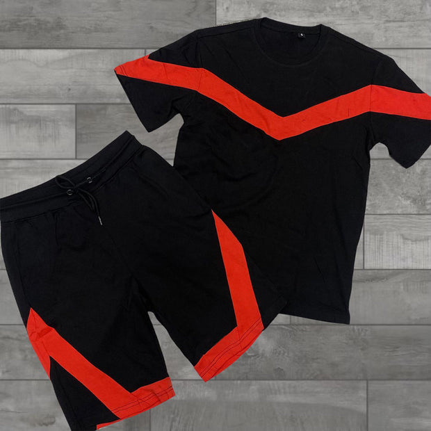 Casual Colorblock Sports Short Sleeve Suit