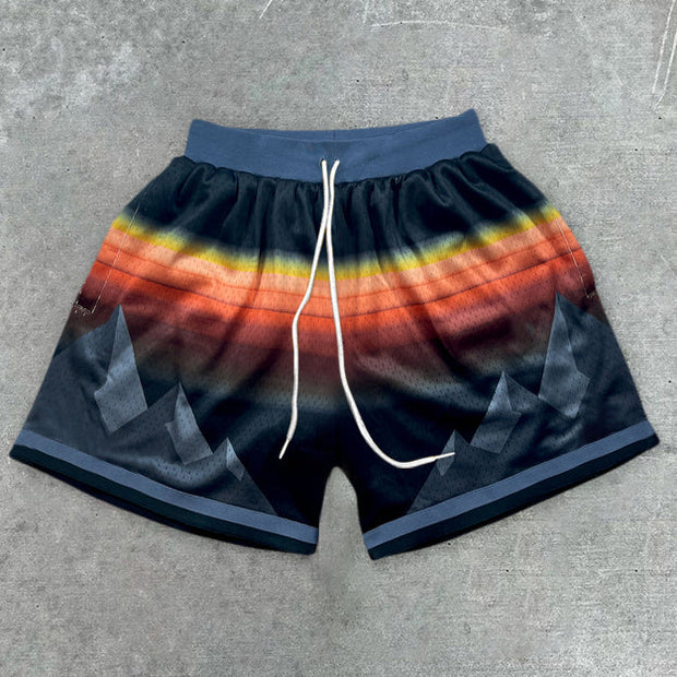 Trendy Gradient Print Track Shorts