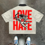 Casual personalized angel print lapel shirt