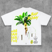Basic Character Portrait Print Short Sleeve T-Shirt