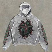 Fashion retro print hoodie