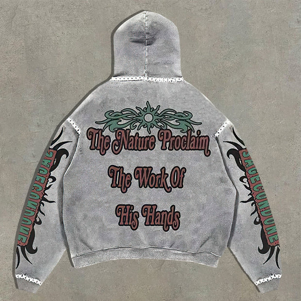 Fashion retro print hoodie