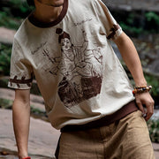 Retro print outdoor casual short-sleeved T-shirt