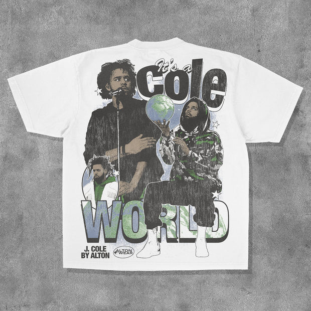 Character Earth Print Short Sleeve T-Shirt