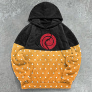 Retro Contrasting Trendy Brand Print Casual Plush Hoodie