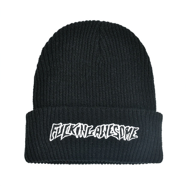 Letter embroidery knitted hat men and women couple warm and cold hat