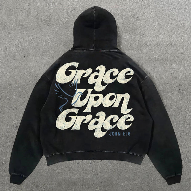 Grace Upon Grace Print Long Sleeve Hoodies