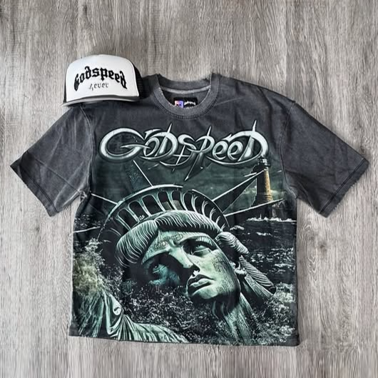 godspeed print short-sleeved T-shirt