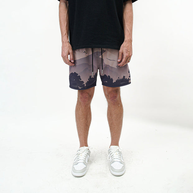 Tide brand art retro print casual shorts