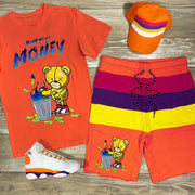 Casual sports style color matching printed suit men