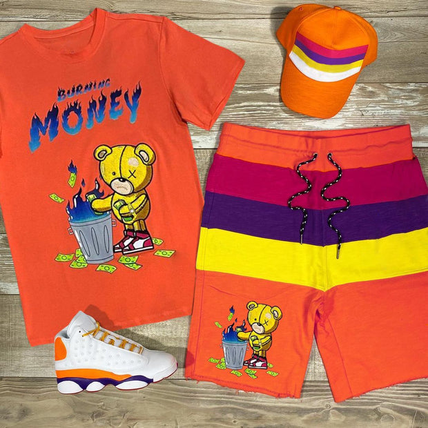 Casual sports style color matching printed suit men