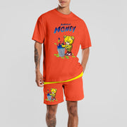 Casual sports style color matching printed suit men