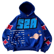 Casual personality contrast color print hoodie