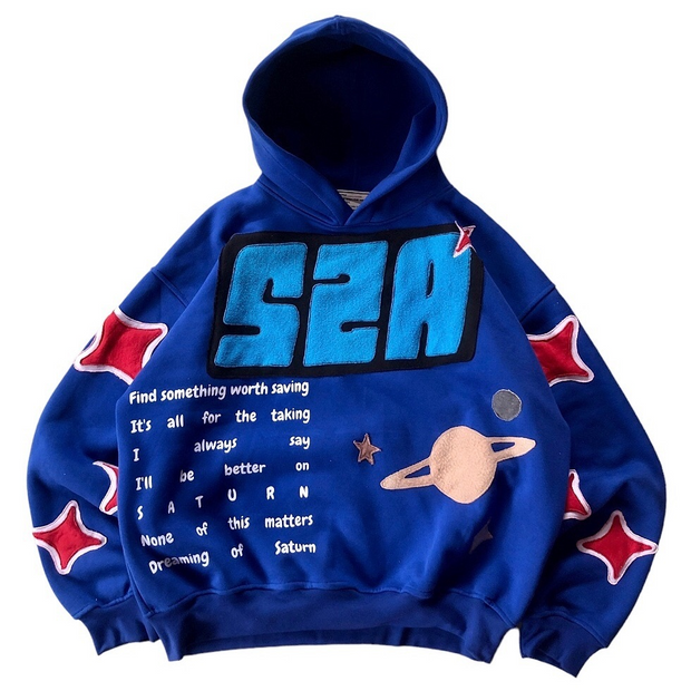 Casual personality contrast color print hoodie