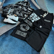 Graffiti casual street zipper hoodie wide-leg pants two-piece set