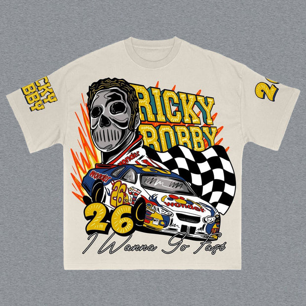 Fashion Racing Print Short Sleeve T-Shirt