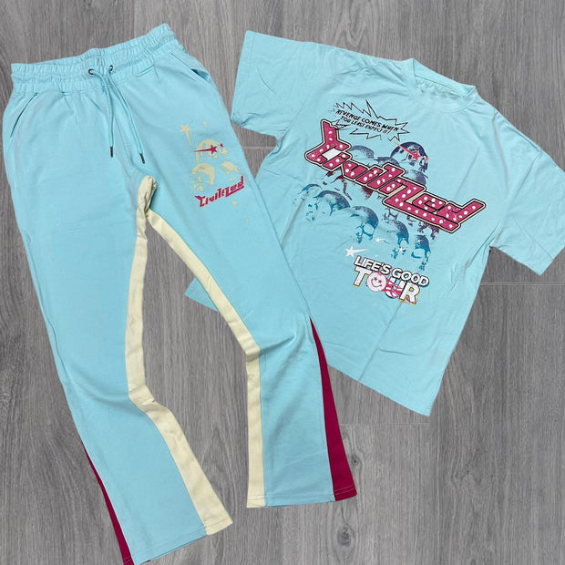 Skull print casual street T-shirt and trousers two-piece suit