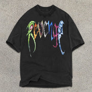 Animal Shape Slogan Graphic Print Short Sleeve T-Shirt