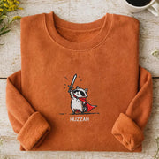 Huzzah raccoon with Sword Embroidered Sweatshirt