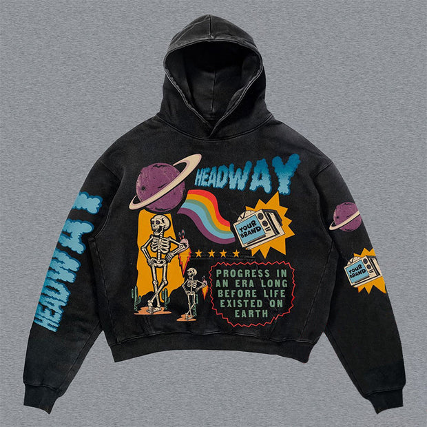 Preppy Skull Print Hoodie