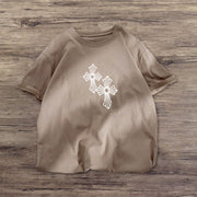 Cross-print street fashion short-sleeved T-shirt