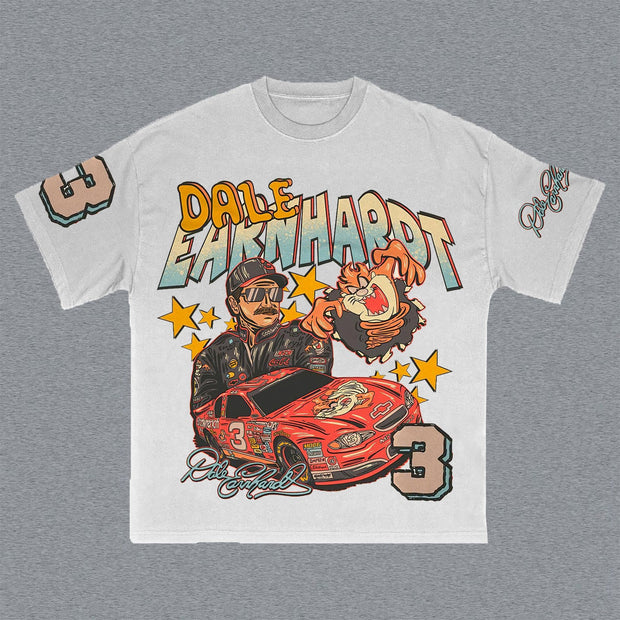 Cartoon & Car Print Short Sleeve T-Shirt