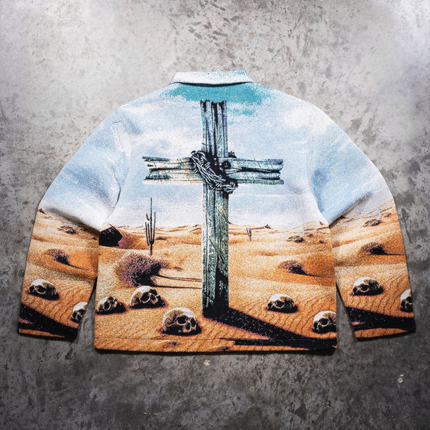 Desert Doom Casual Street Retro Gradient Zipper Tapestry Jacket