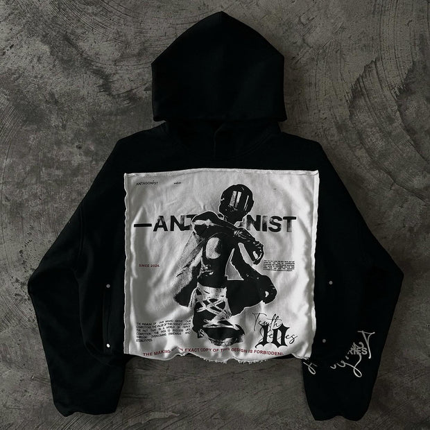 Statement patch retro hoodie