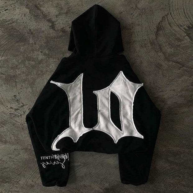 Statement patch retro hoodie
