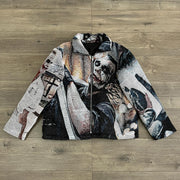 Personalized Joker Print Long Sleeve Zipped Jacket