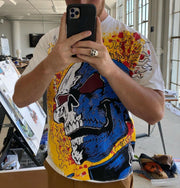 Personality hateful skull print T-shirt men