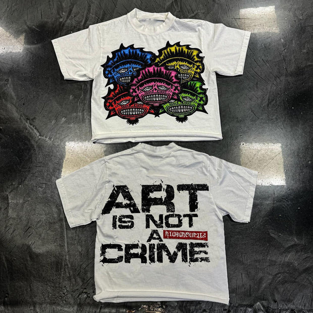 Art Is Not A Crime Print Short Sleeve T-Shirt