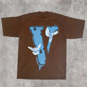 Trendy Print Dove Peace Short Sleeve T-Shirt