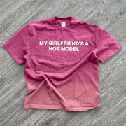 Gradient letter print crew neck T-shirt