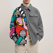 Contrast stitching retro lapel jacket