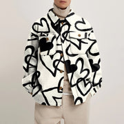 Fashion printed loose lapel coat