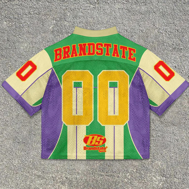 Contrast color Vintage mesh sweater T-shirt