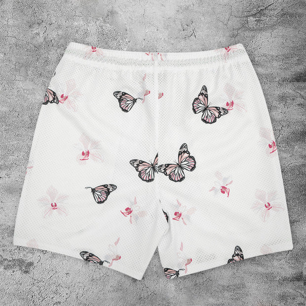 Butterfly Fashion Retro Street Mesh Shorts
