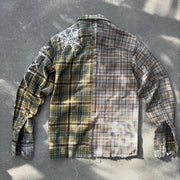 Vintage patchwork colorful plaid flannel shirt