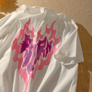 PeterWoo Love Print Casual Loose Short Sleeve T-shirt