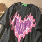 PeterWoo Love Print Casual Loose Short Sleeve T-shirt