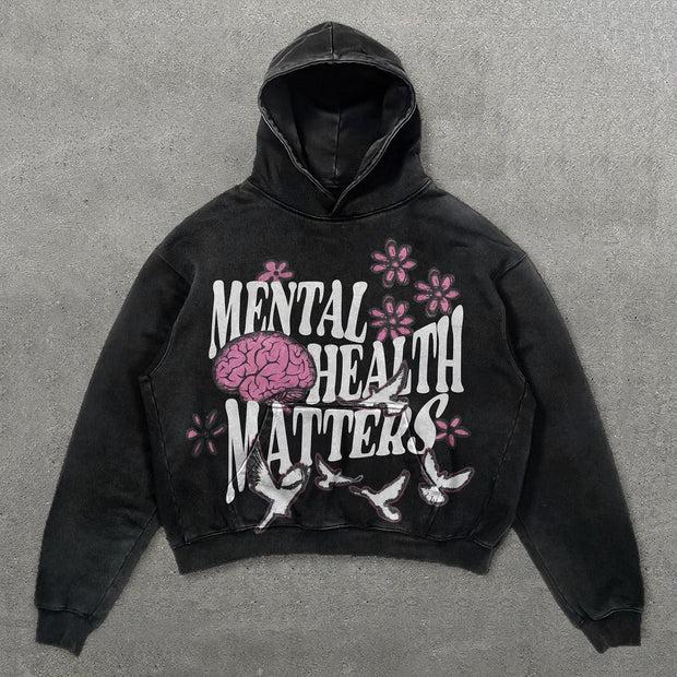 Mental Health Matters Print Long Sleeve Hoodie