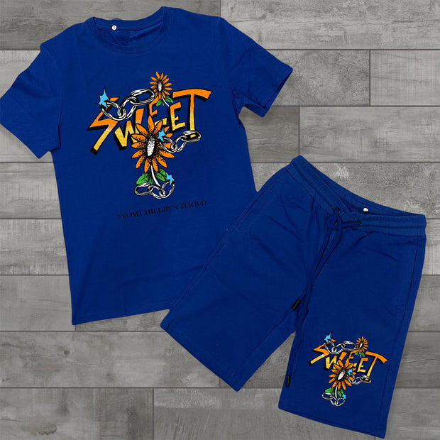 Street Letter Print Short Sleeve Suit