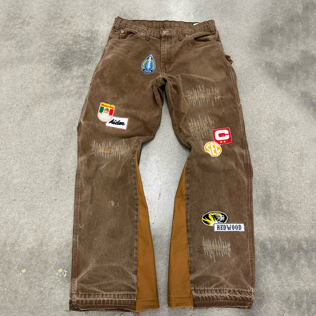 Retro patchwork flared trousers