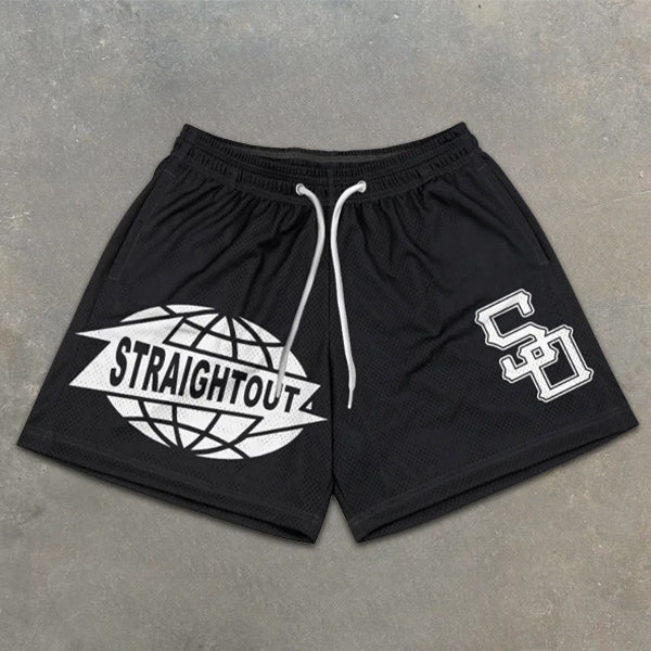 graphic print elastic shorts