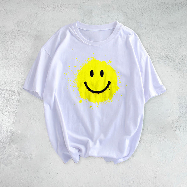 Smile print fashion short-sleeved T-shirt